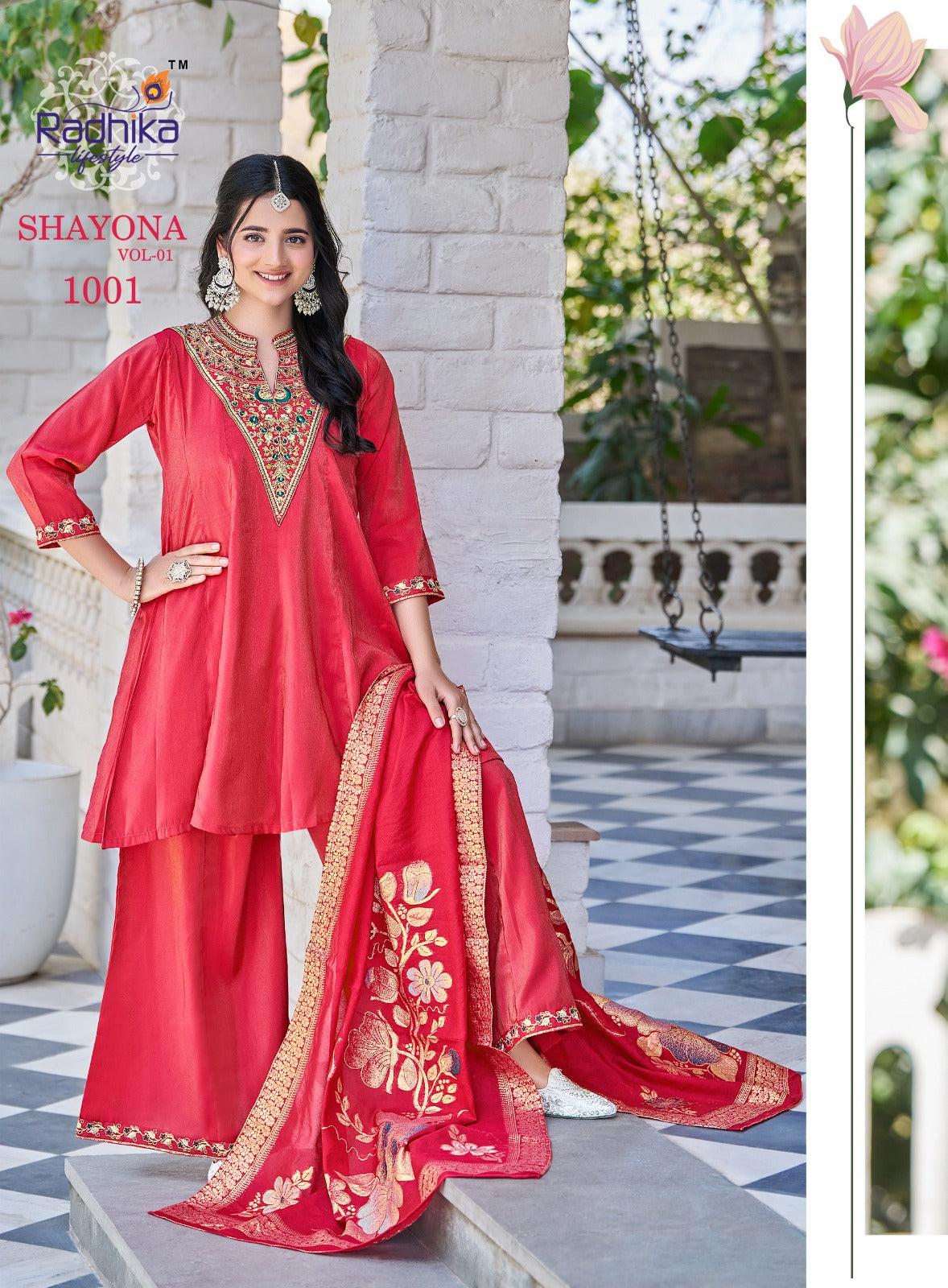 Shayona Vol 1 Radhika Lifestyle Simmer Readymade Plazzo Style Suits Exporter Gujarat