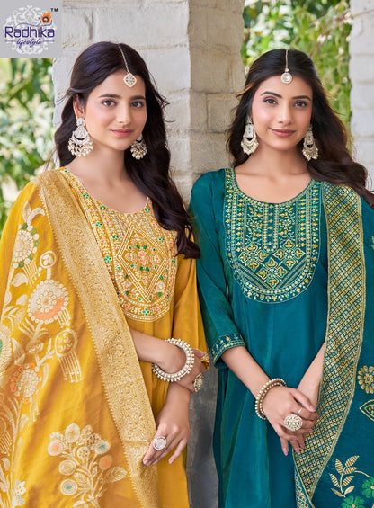 Shayona Vol 1 Radhika Lifestyle Simmer Readymade Plazzo Style Suits Exporter Gujarat