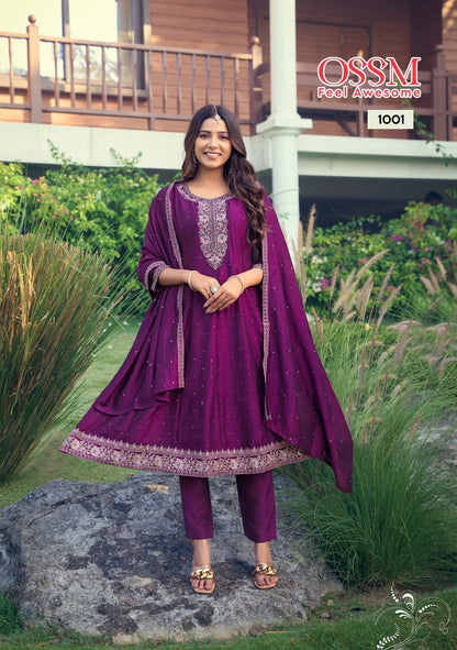 Shayra Ossm Vichitra Silk Readymade Anarkali Suits Wholesaler Ahmedabad