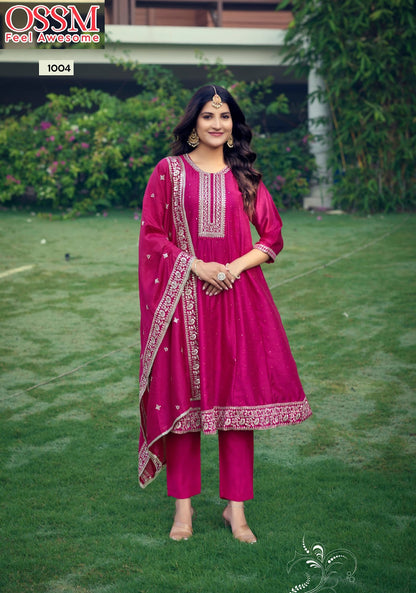 Shayra Ossm Vichitra Silk Readymade Anarkali Suits Wholesaler Ahmedabad