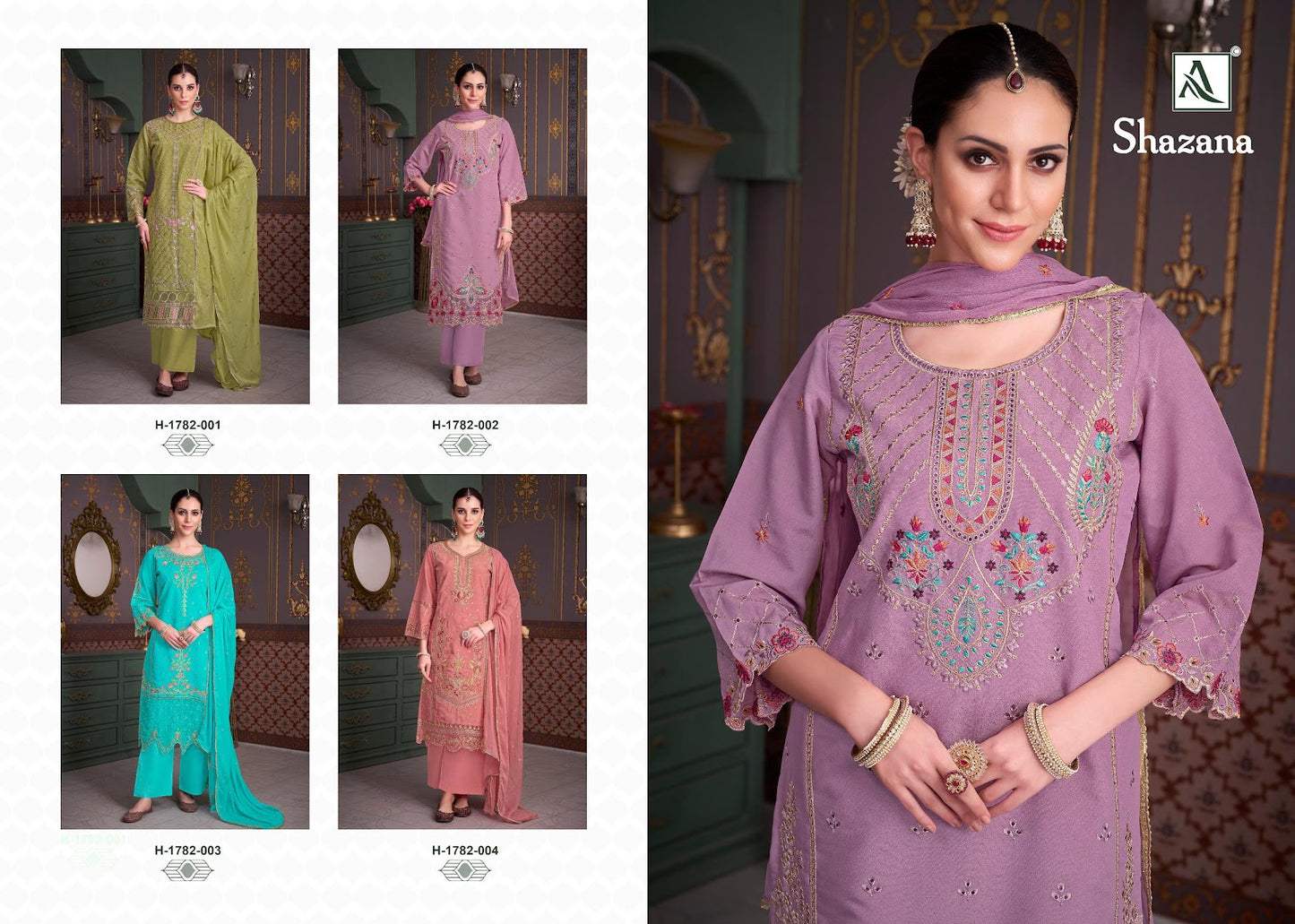 Shazana Alok Roman Silk Karachi Salwar Suits Supplier India