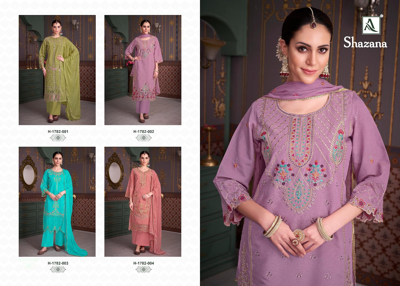 Shazana Alok Roman Silk Karachi Salwar Suits Supplier India