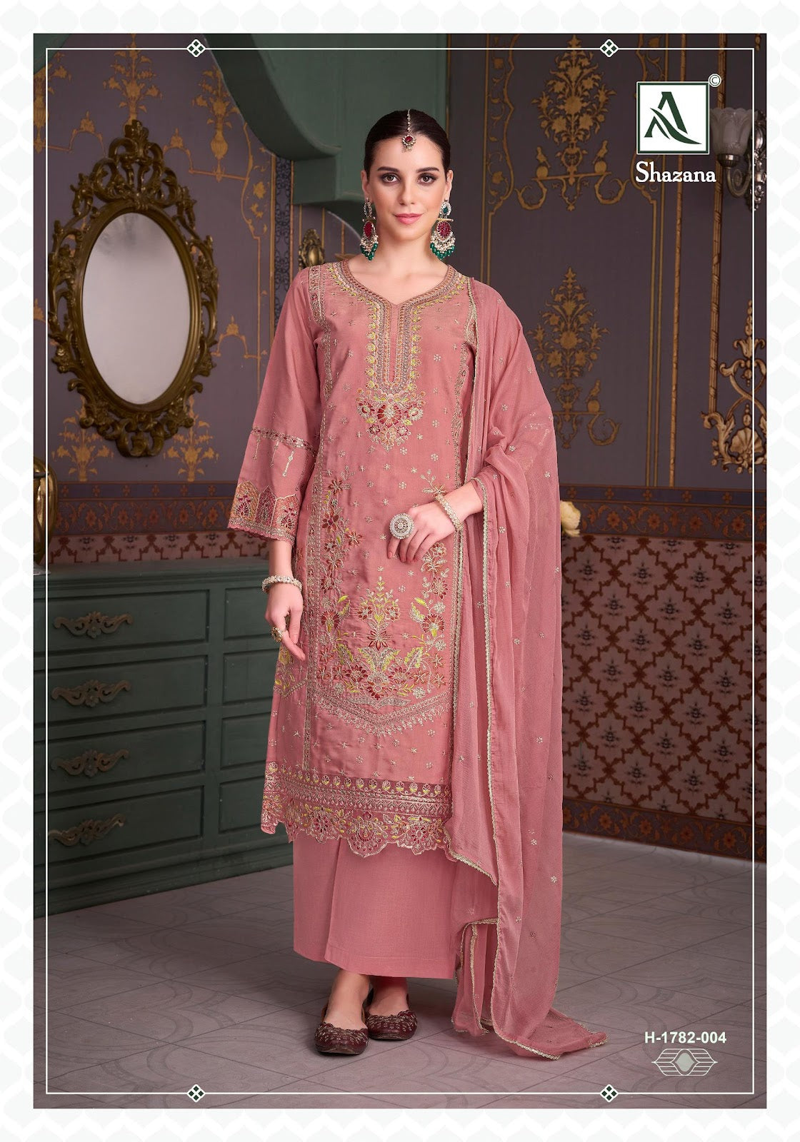 Shazana Alok Roman Silk Karachi Salwar Suits Supplier India