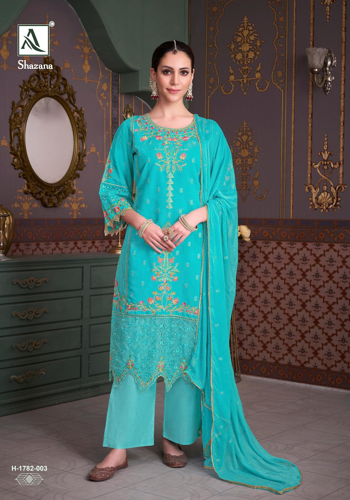 Shazana Alok Roman Silk Karachi Salwar Suits Supplier India