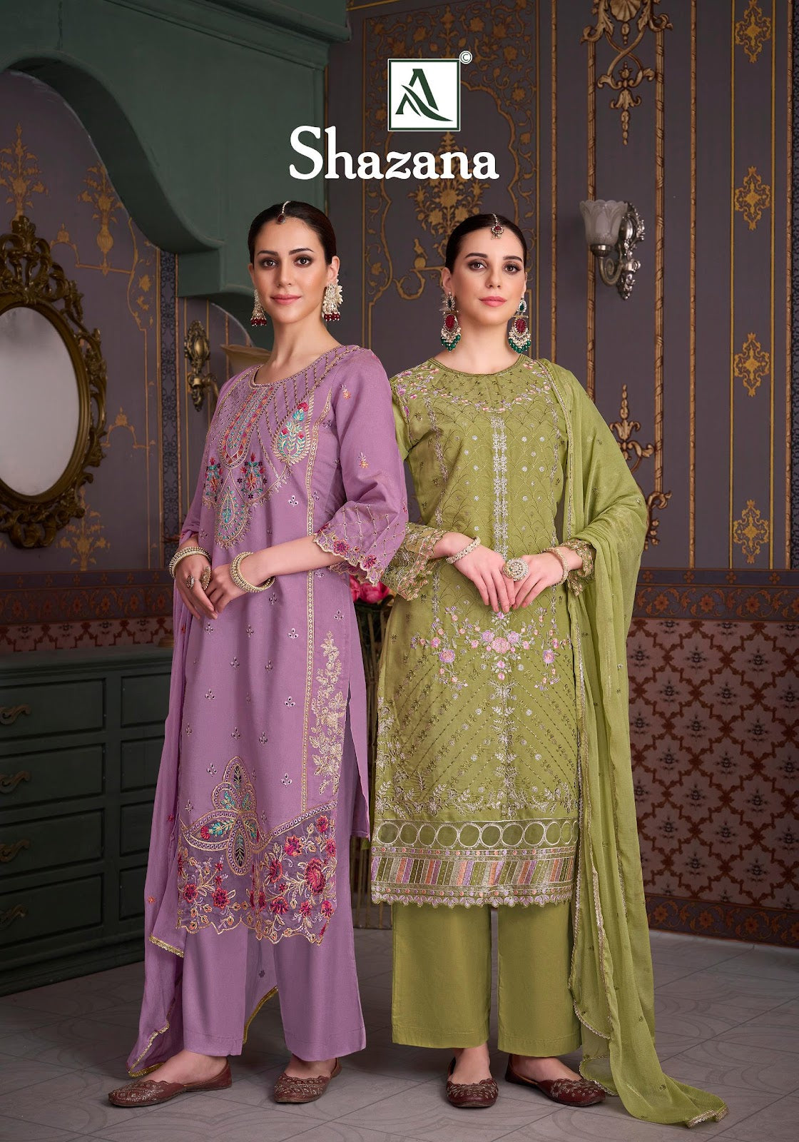 Shazana Alok Roman Silk Karachi Salwar Suits Supplier India