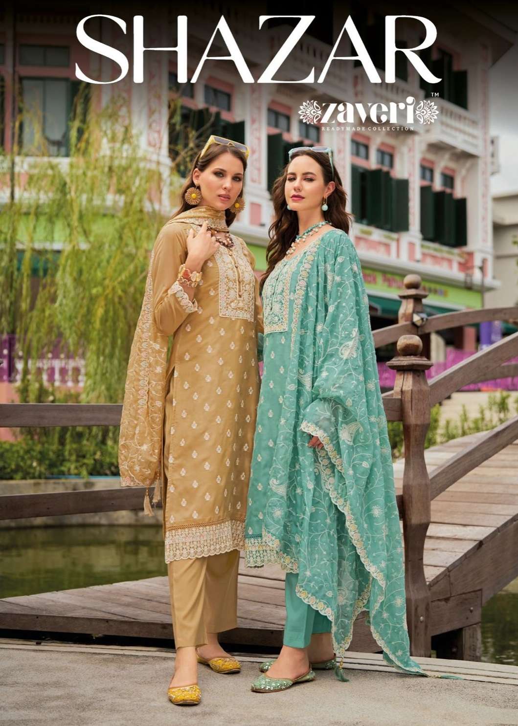 Shazar Zaveri Soft Organza Readymade Pant Style Suits Exporter Ahmedabad