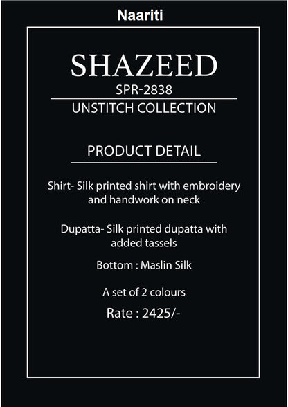 Shazeed 2838 Naariti Silk Pant Style Suits Wholesaler Gujarat