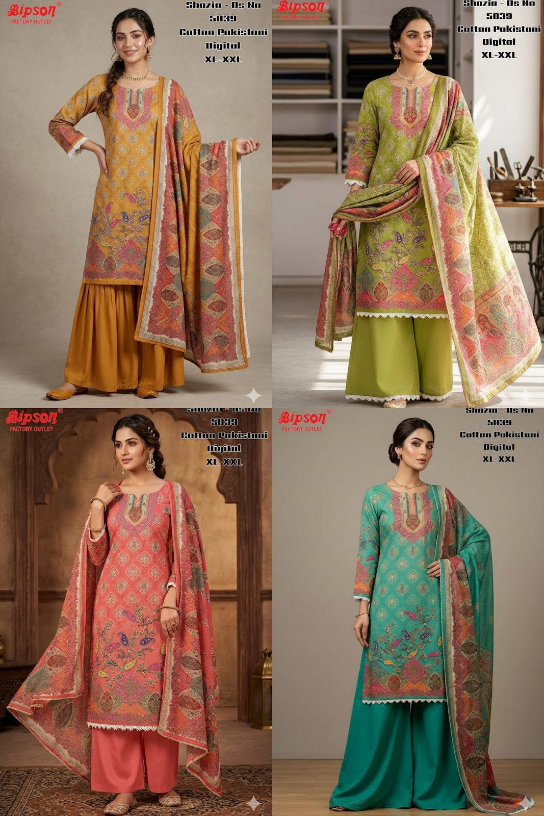 Shazia 5039 Bipson Prints Cotton Karachi Readymade Suits Exporter India