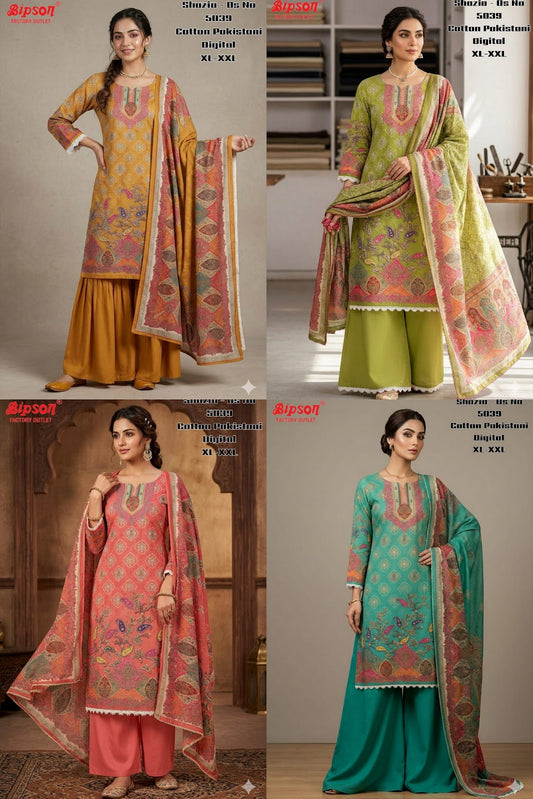 Shazia 5039 Bipson Prints Cotton Karachi Readymade Suits Exporter India