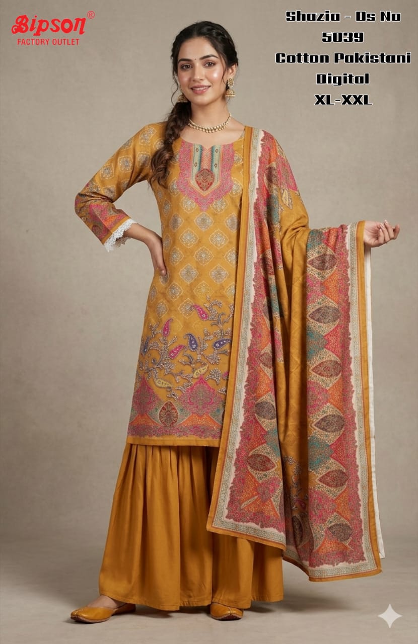 Shazia 5039 Bipson Prints Cotton Karachi Readymade Suits Exporter India