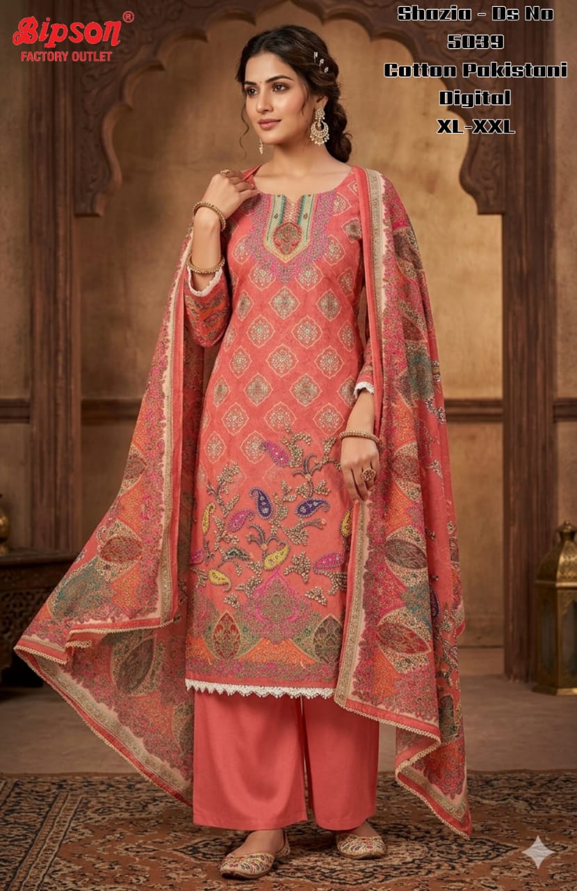 Shazia 5039 Bipson Prints Cotton Karachi Readymade Suits Exporter India