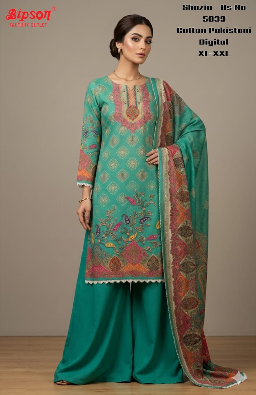 Shazia 5039 Bipson Prints Cotton Karachi Readymade Suits Exporter India