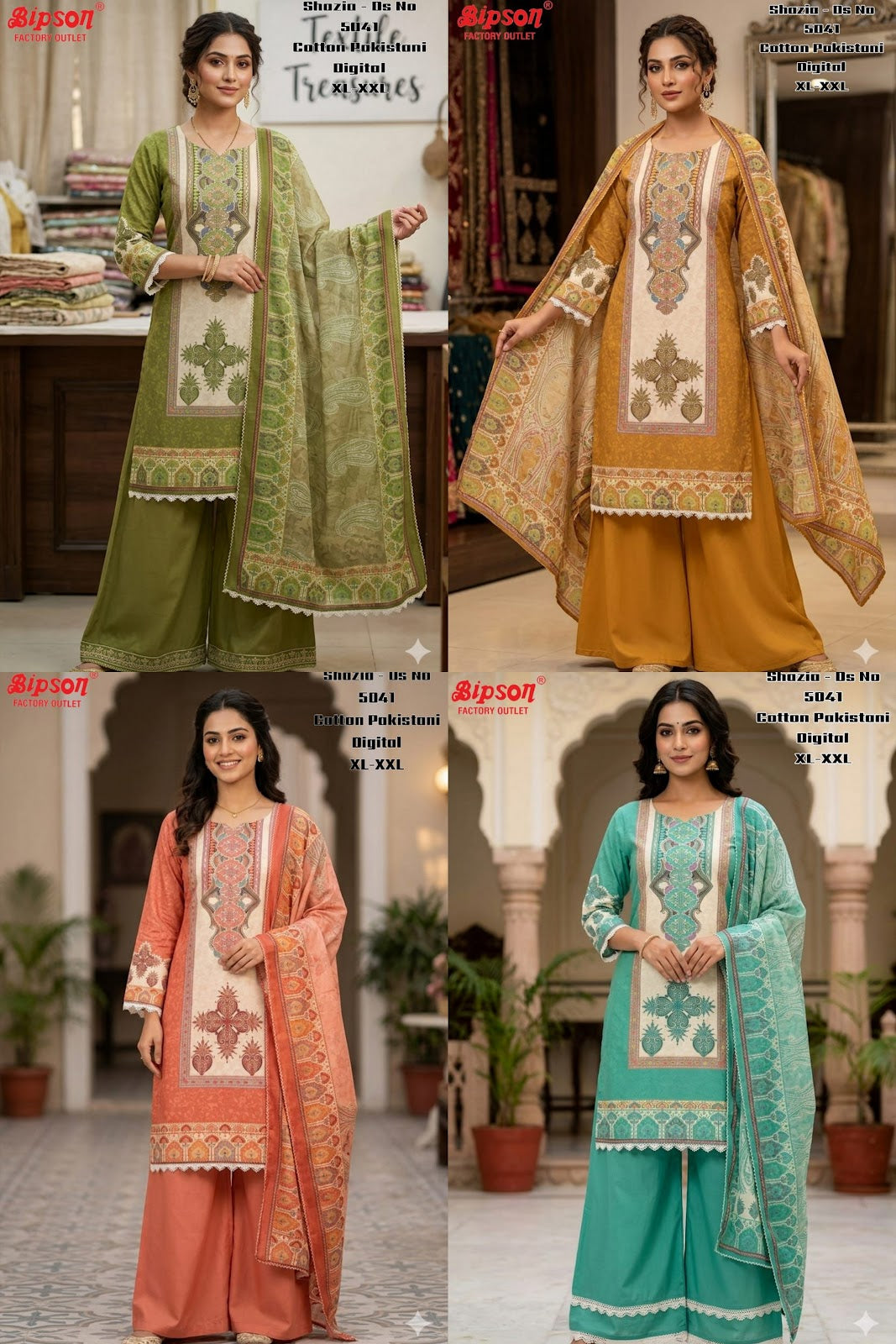 Shazia 5041 Bipson Prints Cotton Karachi Readymade Suits Manufacturer Ahmedabad