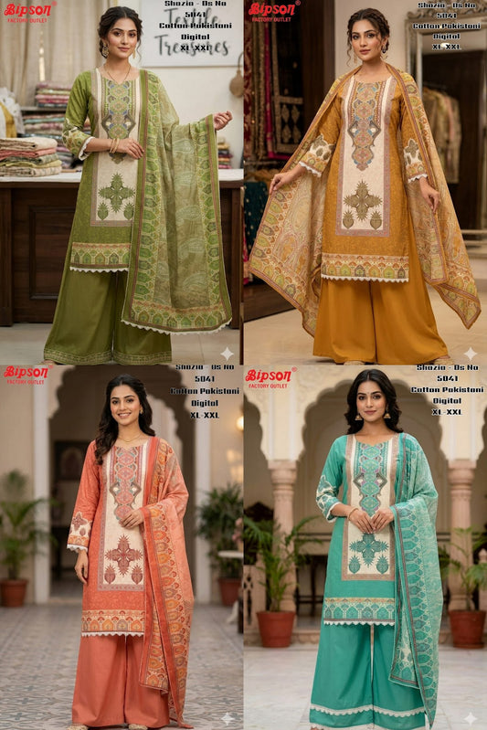 Shazia 5041 Bipson Prints Cotton Karachi Readymade Suits Manufacturer Ahmedabad