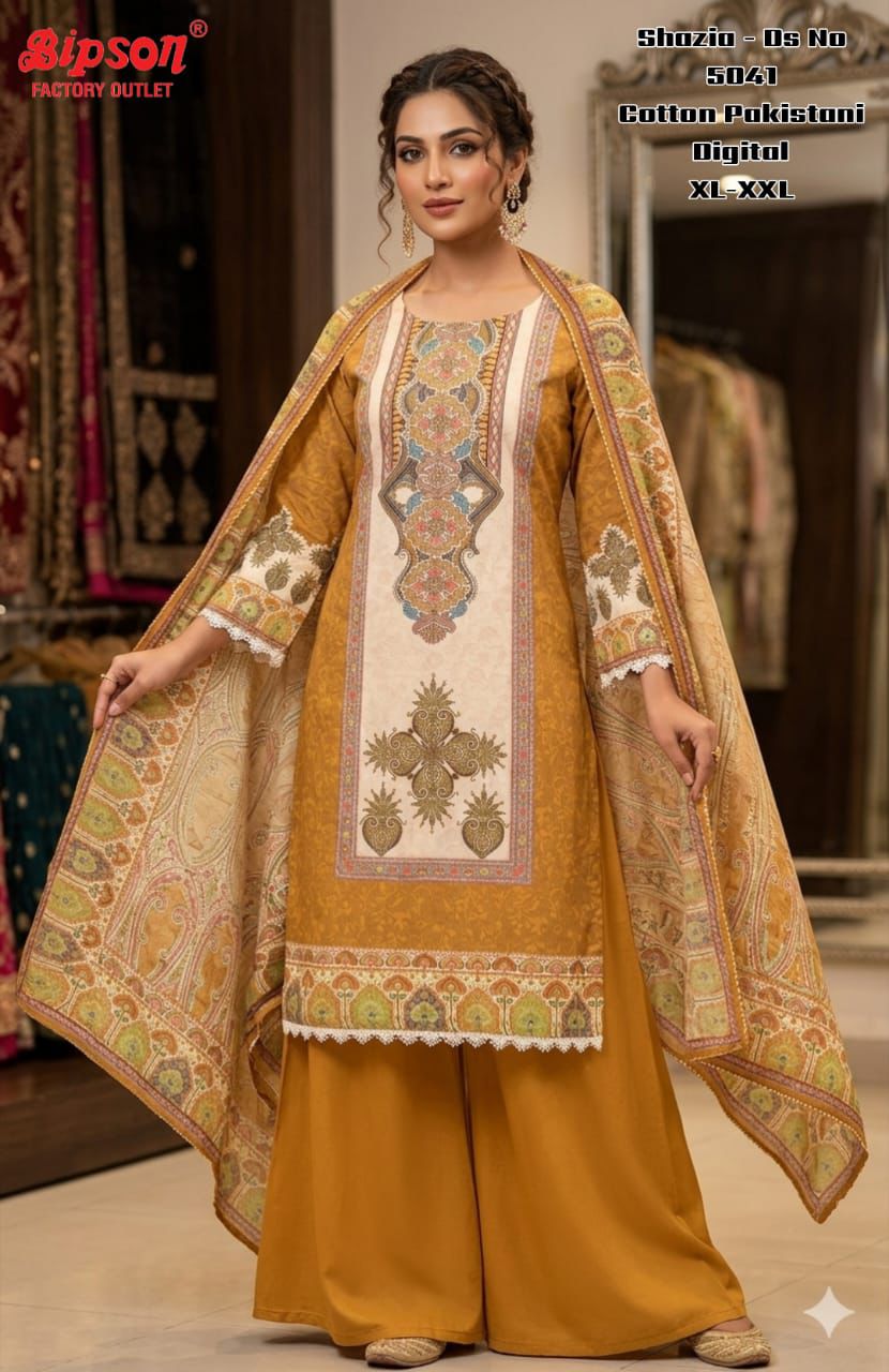 Shazia 5041 Bipson Prints Cotton Karachi Readymade Suits Manufacturer Ahmedabad