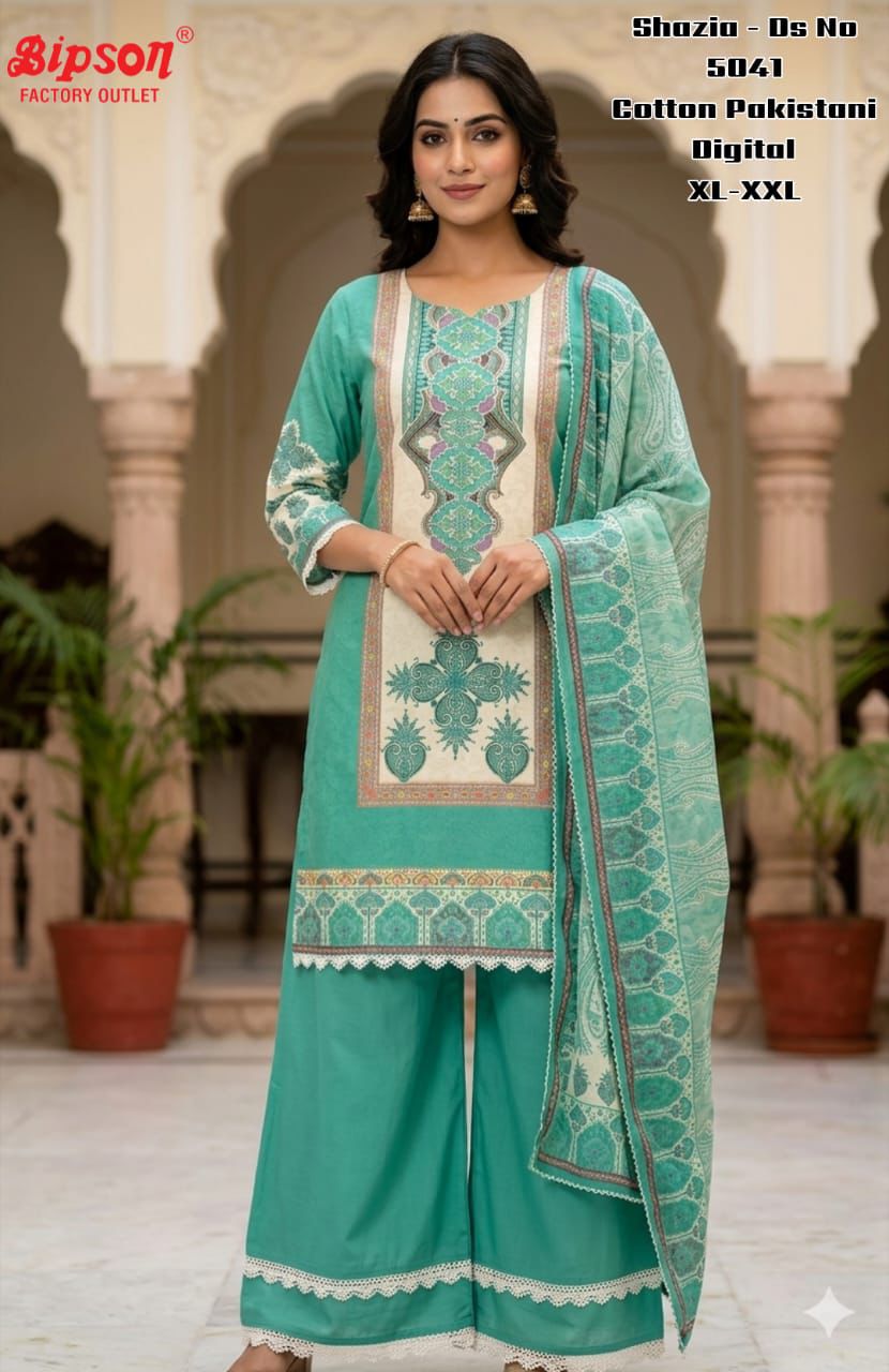 Shazia 5041 Bipson Prints Cotton Karachi Readymade Suits Manufacturer Ahmedabad