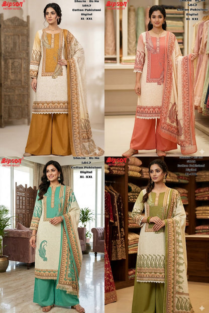 Shazia 5042 Bipson Prints Cotton Karachi Readymade Suits Supplier India
