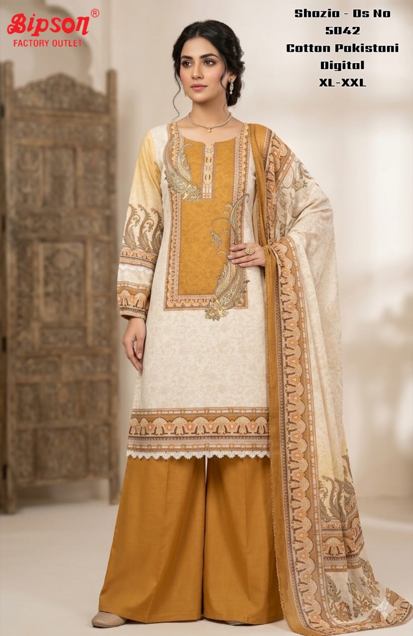 Shazia 5042 Bipson Prints Cotton Karachi Readymade Suits Supplier India