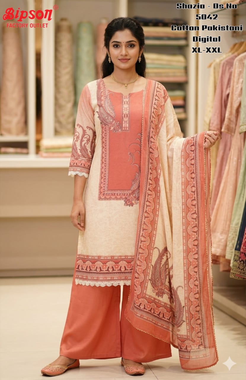 Shazia 5042 Bipson Prints Cotton Karachi Readymade Suits Supplier India