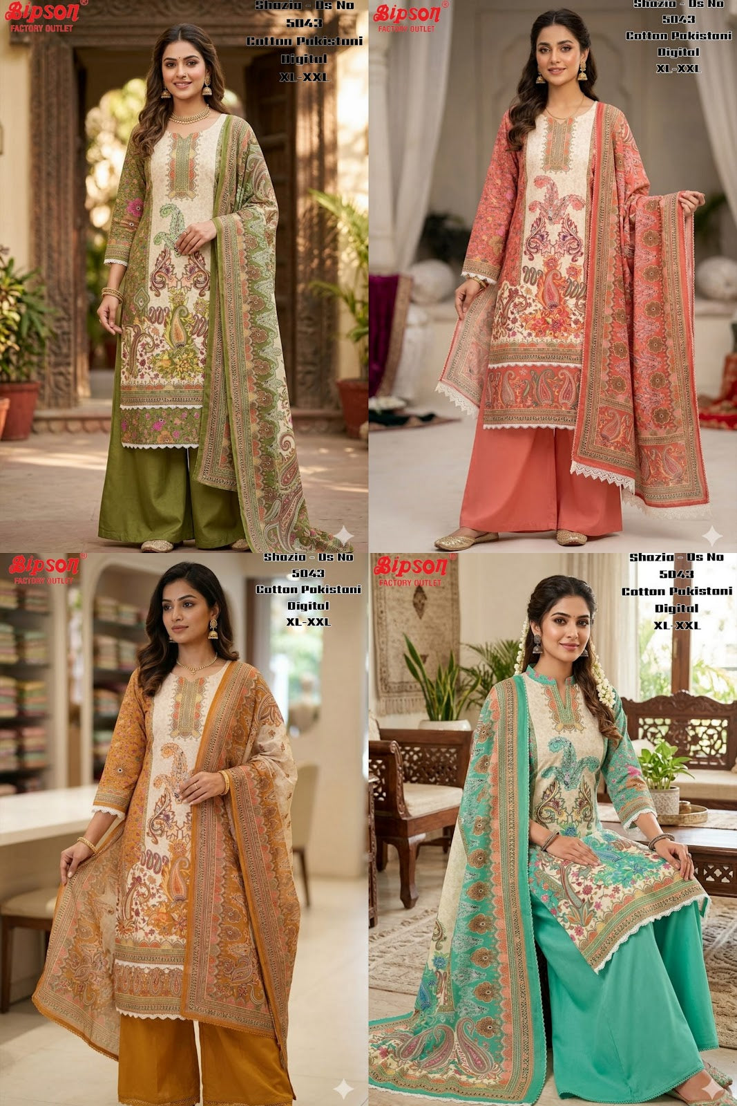 Shazia 5043 Bipson Prints Cotton Karachi Readymade Suits Manufacturer India