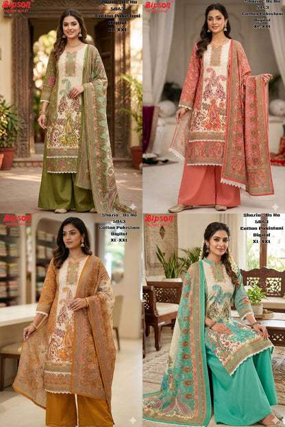 Shazia 5043 Bipson Prints Cotton Karachi Readymade Suits Manufacturer India