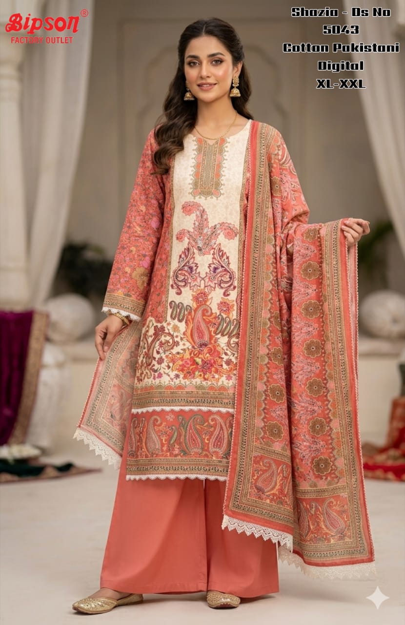 Shazia 5043 Bipson Prints Cotton Karachi Readymade Suits Manufacturer India