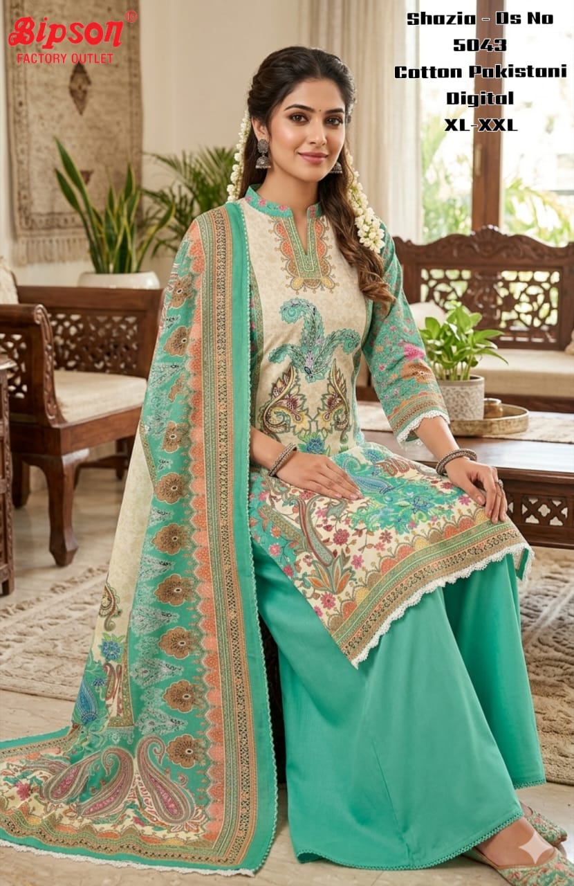 Shazia 5043 Bipson Prints Cotton Karachi Readymade Suits Manufacturer India