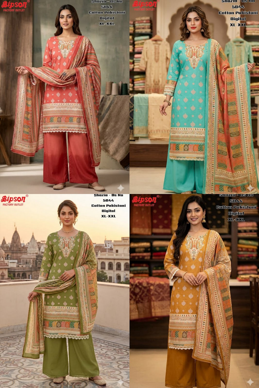 Shazia 5044 Bipson Prints Cotton Karachi Readymade Suits Wholesale Price