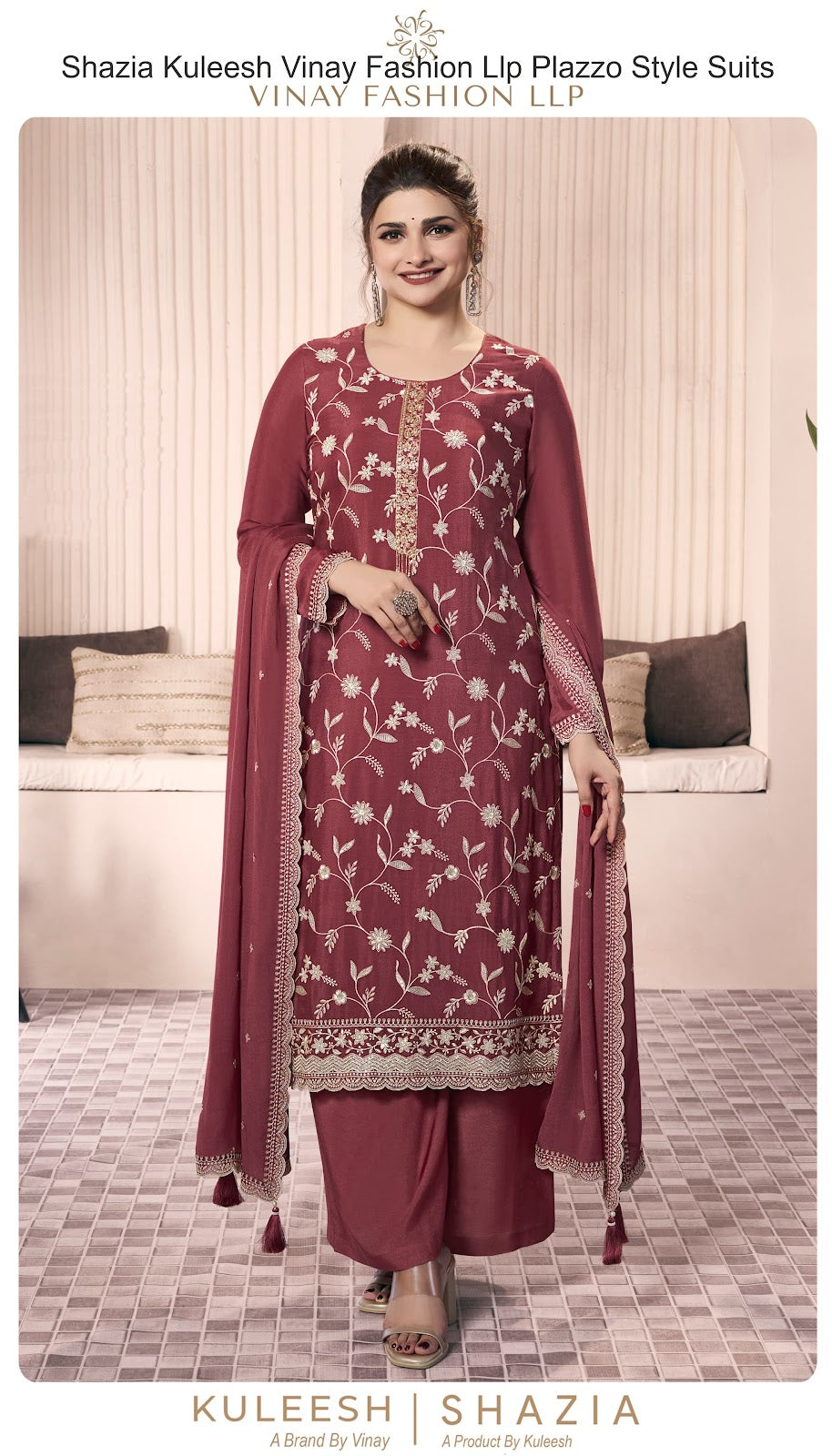 Shazia Kuleesh Vinay Fashion Llp Chinon Plazzo Style Suits Wholesaler Ahmedabad