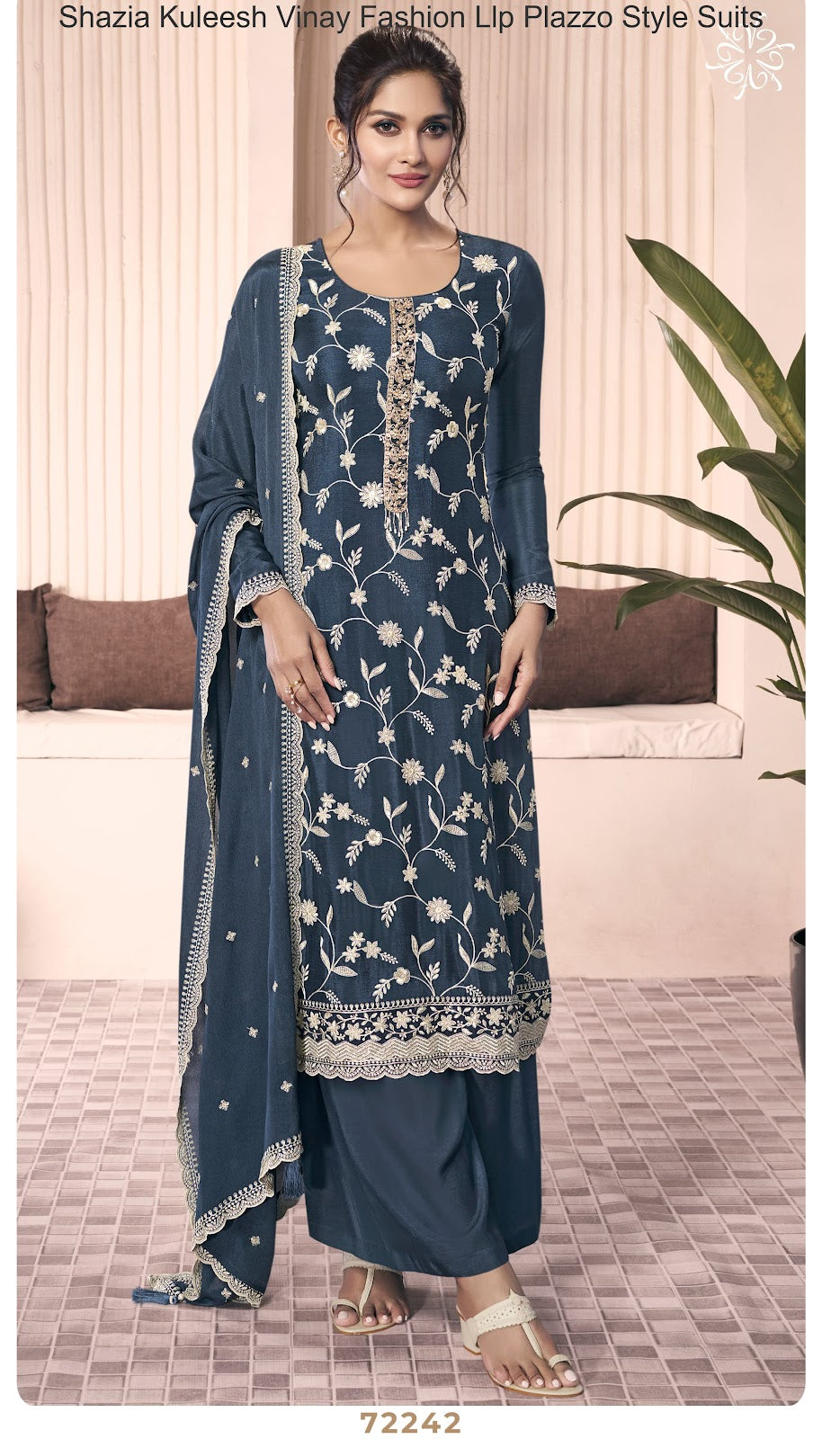 Shazia Kuleesh Vinay Fashion Llp Chinon Plazzo Style Suits Wholesaler Ahmedabad