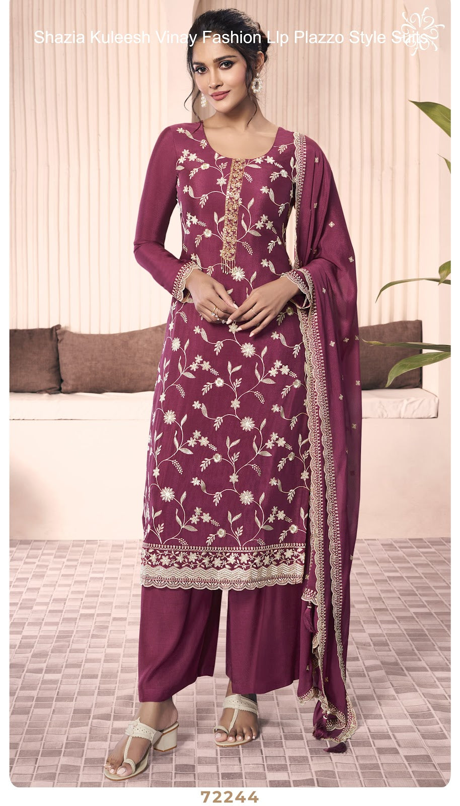 Shazia Kuleesh Vinay Fashion Llp Chinon Plazzo Style Suits Wholesaler Ahmedabad