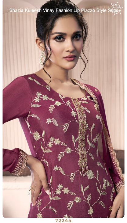 Shazia Kuleesh Vinay Fashion Llp Chinon Plazzo Style Suits Wholesaler Ahmedabad