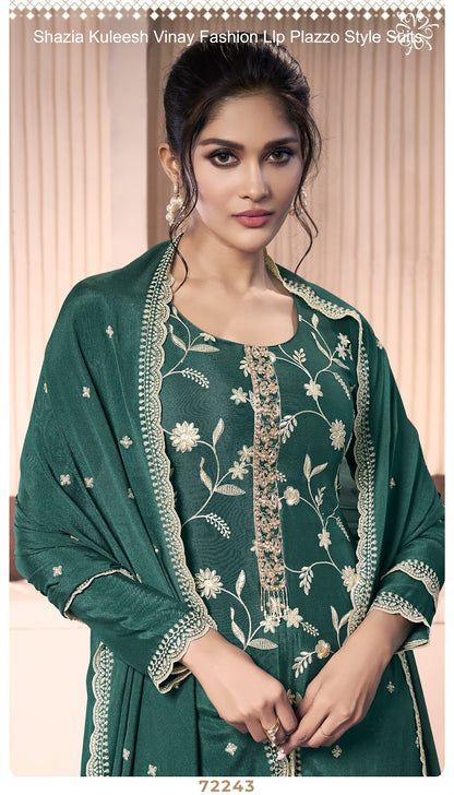 Shazia Kuleesh Vinay Fashion Llp Chinon Plazzo Style Suits Wholesaler Ahmedabad