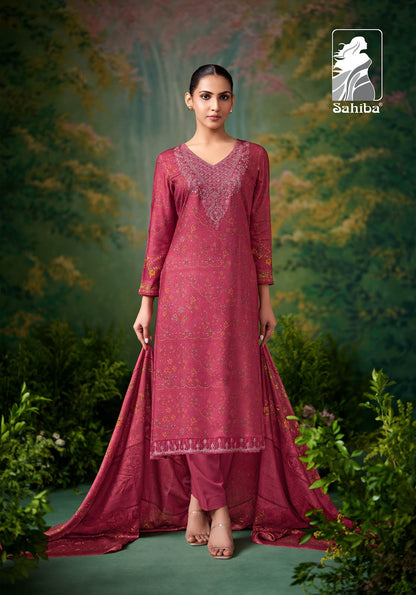 Shazmina Sahiba Twill Pashmina Suits Wholesaler Gujarat