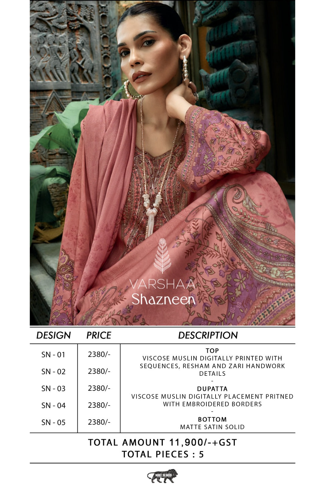 Shazneen Varshaa Viscose Muslin Pant Style Suits Wholesale Rate