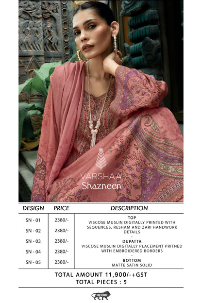 Shazneen Varshaa Viscose Muslin Pant Style Suits Wholesale Rate