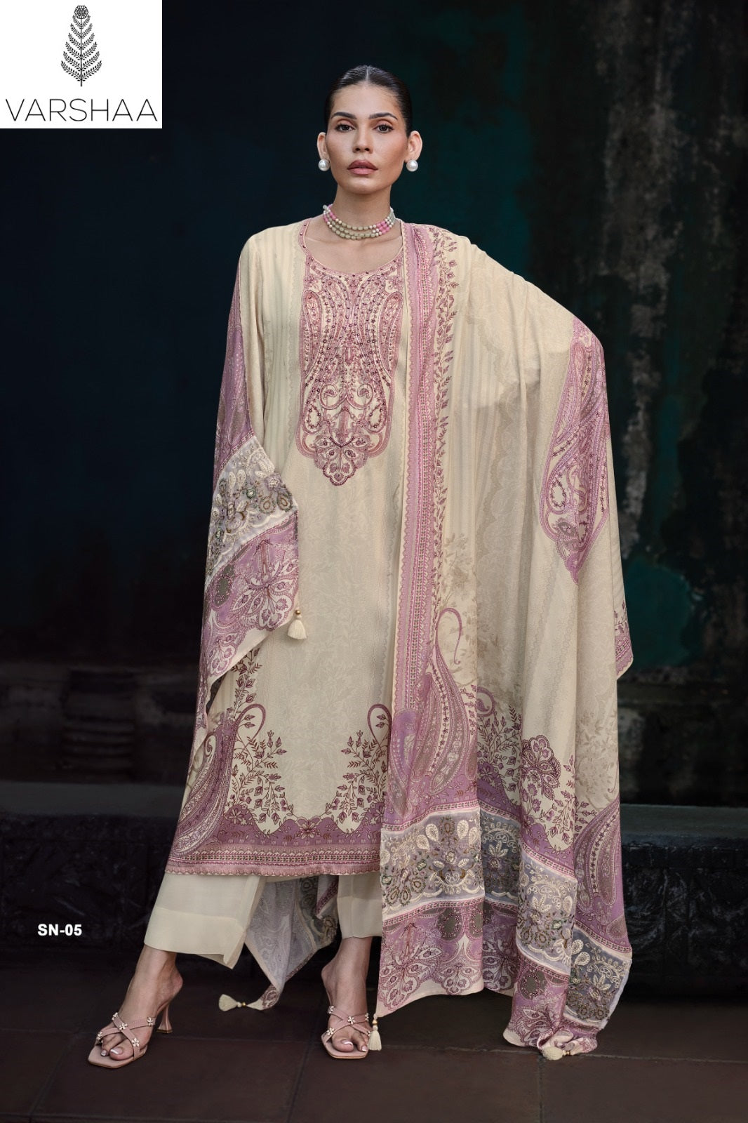 Shazneen Varshaa Viscose Muslin Pant Style Suits Wholesale Rate