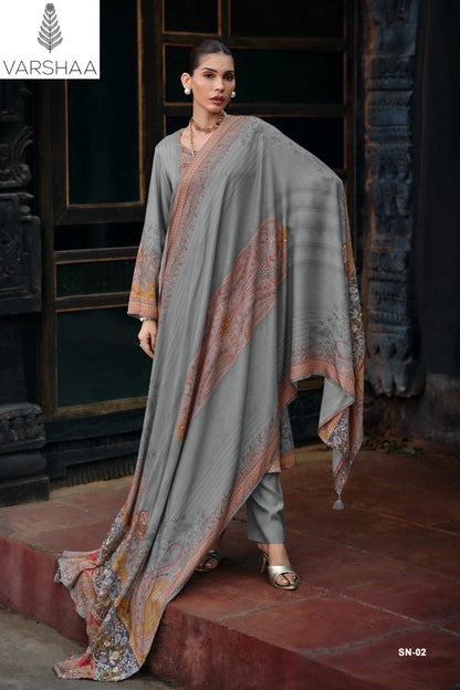 Shazneen Varshaa Viscose Muslin Pant Style Suits Wholesale Rate