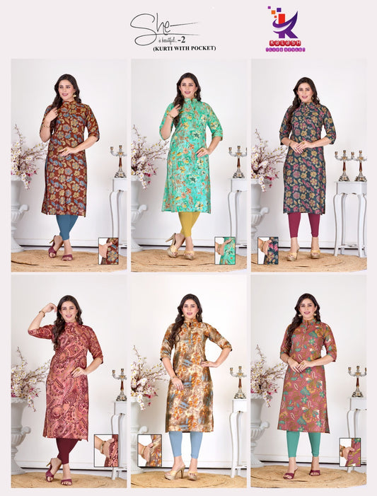 She Is Beautiful 2 Mlm Kalash Lifestyle Muslin Kurti With Pocket Wholesaler India