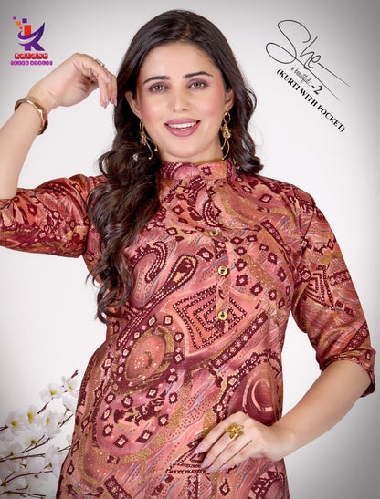 She Is Beautiful 2 Mlm Kalash Lifestyle Muslin Kurti With Pocket Wholesaler India