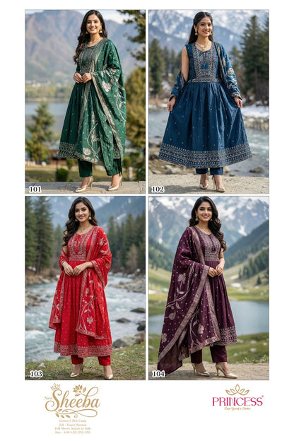 Sheeba Princess Creation Roman Silk Readymade Anarkali Suits Wholesaler Gujarat