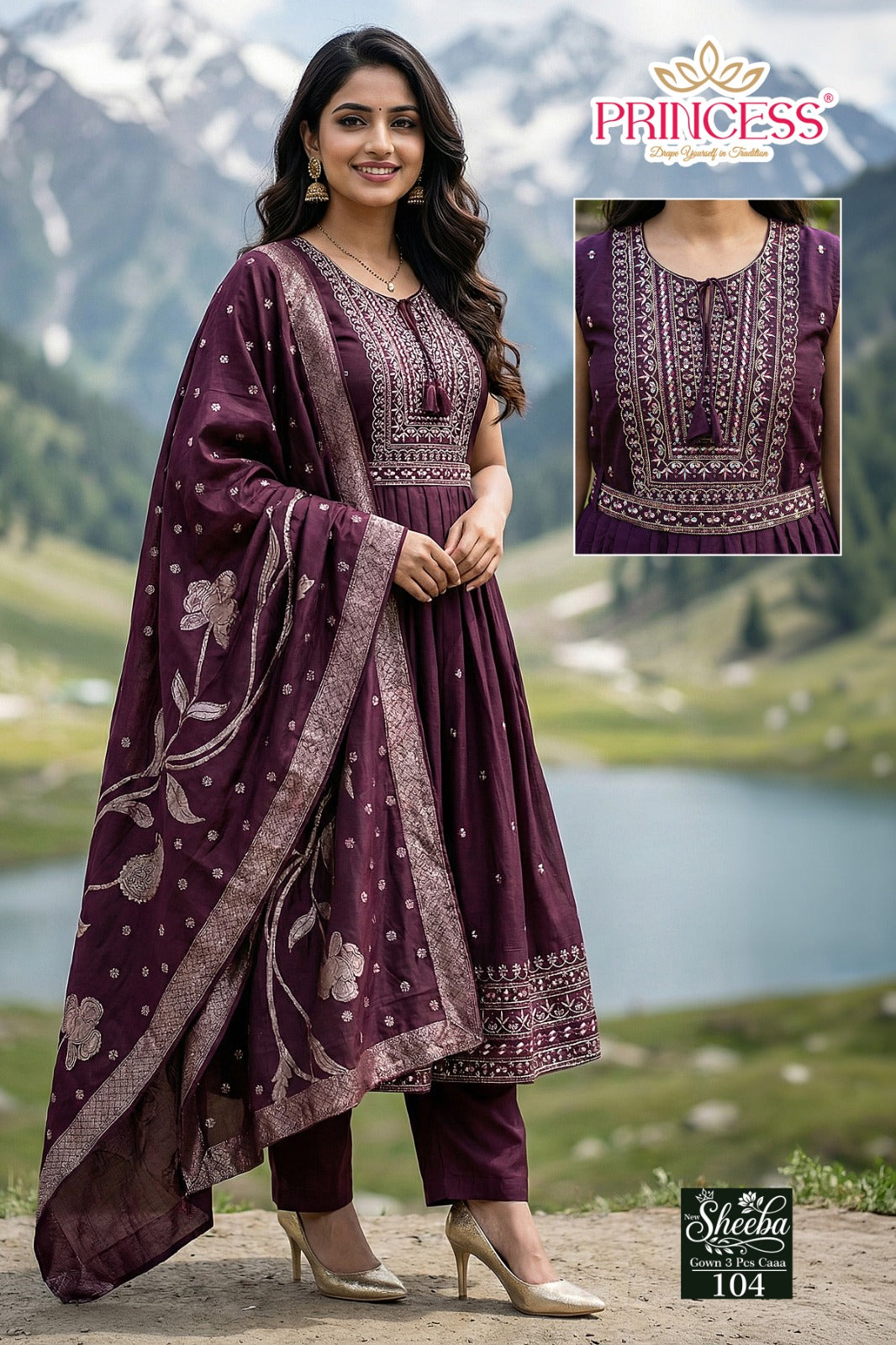 Sheeba Princess Creation Roman Silk Readymade Anarkali Suits Wholesaler Gujarat