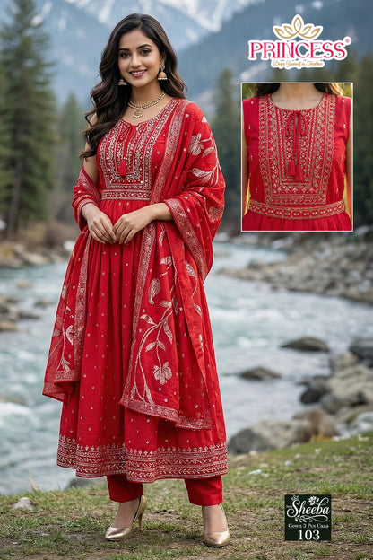 Sheeba Princess Creation Roman Silk Readymade Anarkali Suits Wholesaler Gujarat