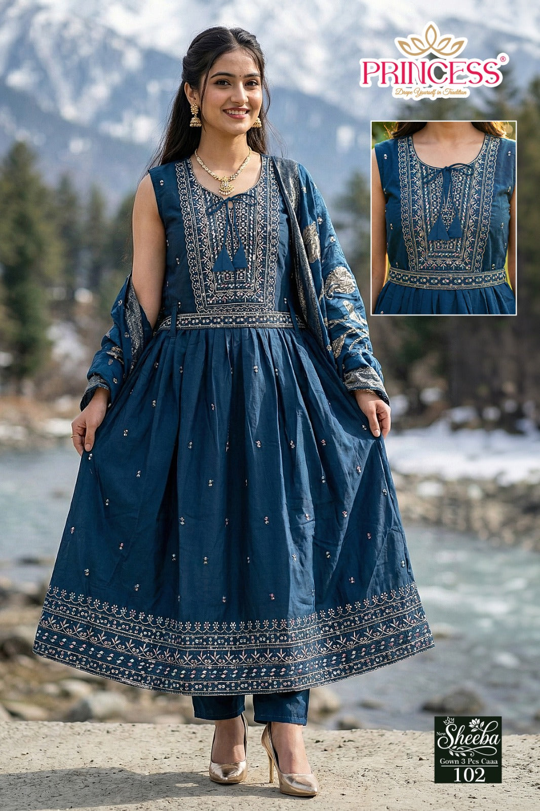 Sheeba Princess Creation Roman Silk Readymade Anarkali Suits Wholesaler Gujarat