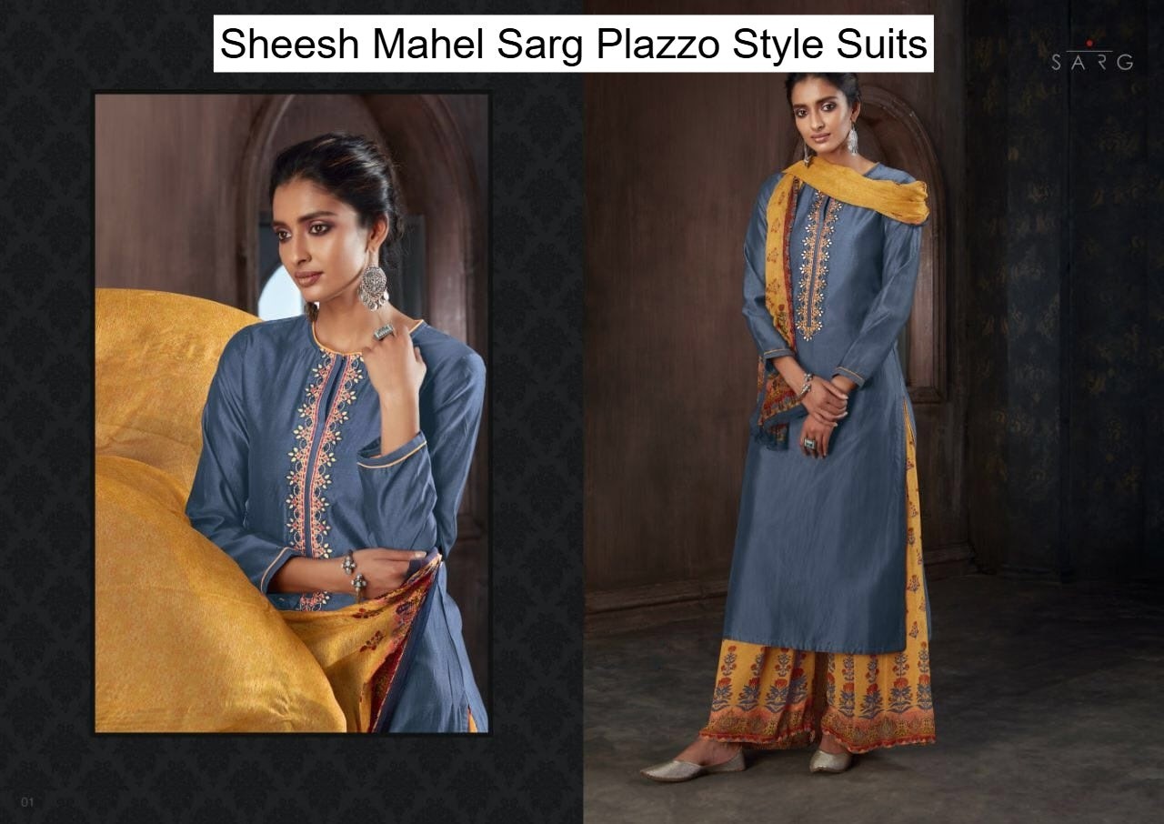 Sheesh Mahel Sarg Chanderi Plazzo Style Suits Exporter Ahmedabad