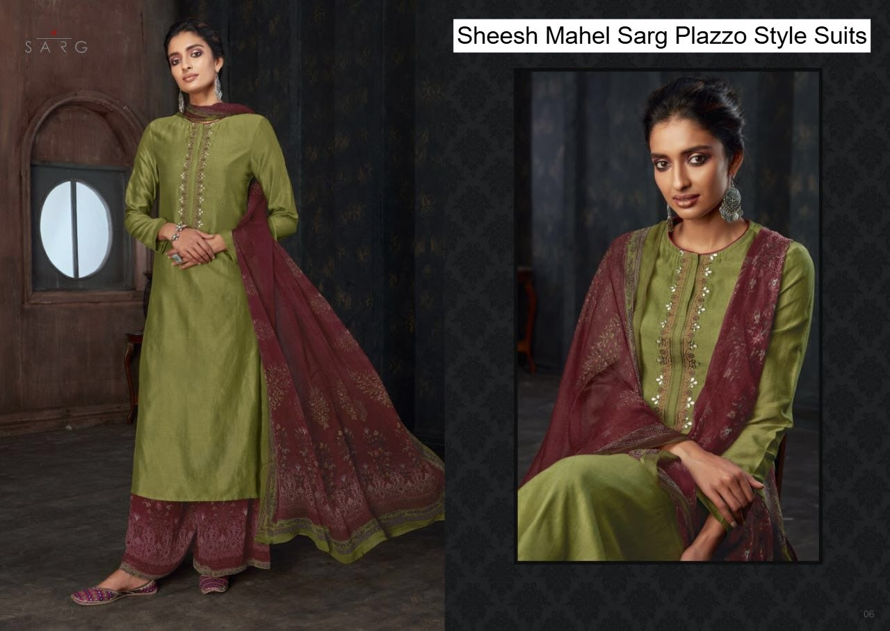 Sheesh Mahel Sarg Chanderi Plazzo Style Suits Exporter Ahmedabad