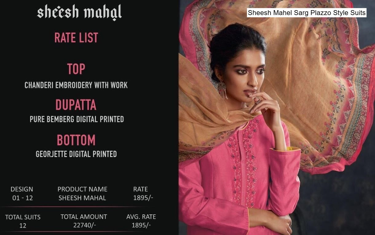 Sheesh Mahel Sarg Chanderi Plazzo Style Suits Exporter Ahmedabad