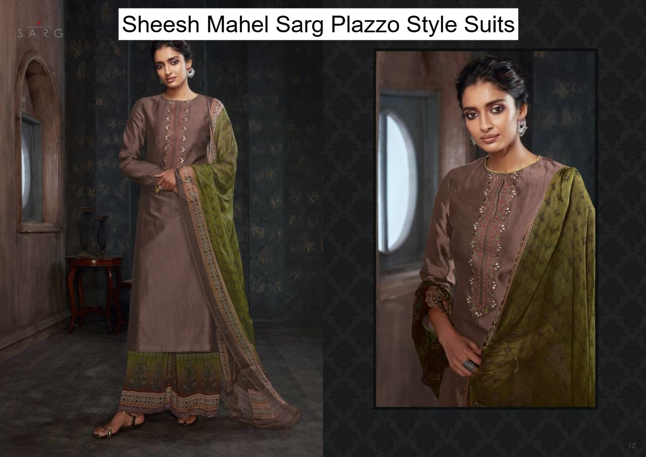 Sheesh Mahel Sarg Chanderi Plazzo Style Suits Exporter Ahmedabad