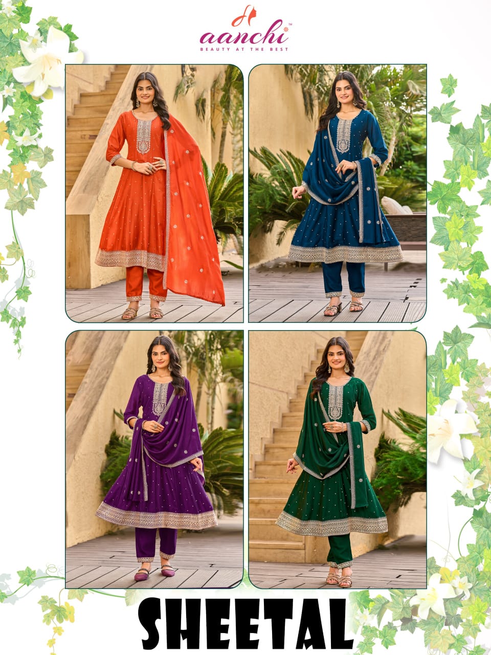 Sheetal Aanchi Vichitra Silk Readymade Anarkali Suits Wholesale Price