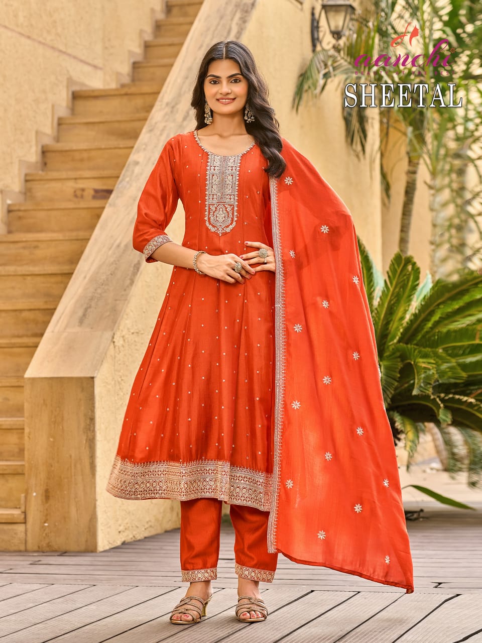 Sheetal Aanchi Vichitra Silk Readymade Anarkali Suits Wholesale Price